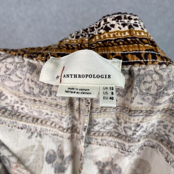 Anthropologie Printed Floral Linen Blend High Waisted Joggers Size 8 - Picture 9 of 10